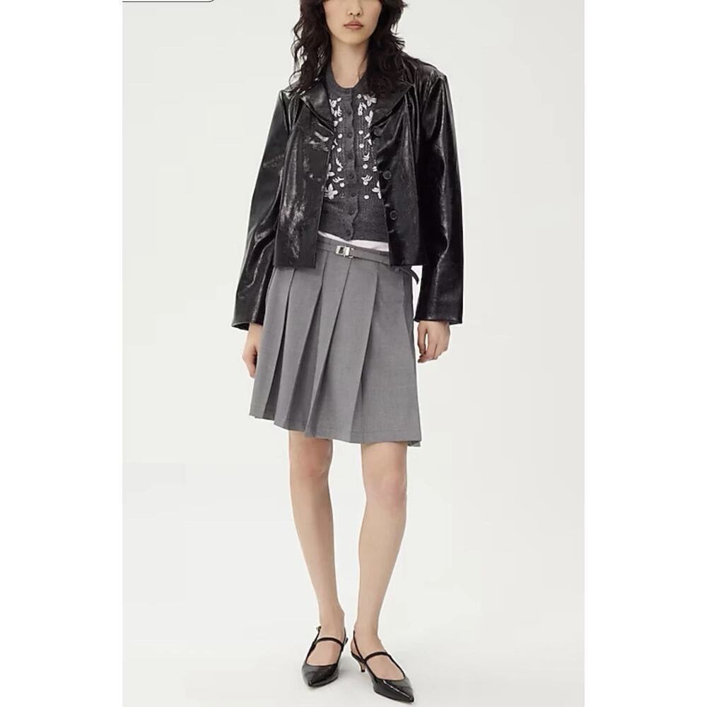 J.Crew Pleated Prep Skirt Wool Blend Knee Length Career Preppy Size 12 NWT